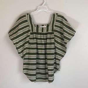 Green and White striped top